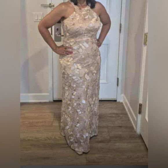 BETSY AND ADAM "FABIANA" HALTER NECK SOUTACHE AND SEQUIN DRESS A27023 SIZE 12 - Picture 5 of 5